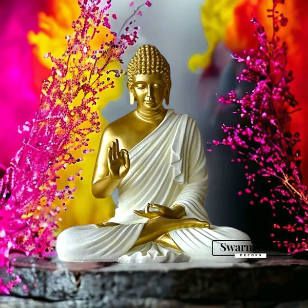 SwarnHouse Decors® Beautiful Sitting Buddha Idol Statue for Home & Garden – 15 Inch