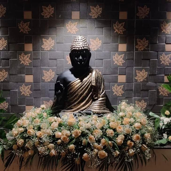 Swarn House Beautiful Sitting Buddha Idol Statue for Home & Garden – Big Size 3 Feet – Antique Colour