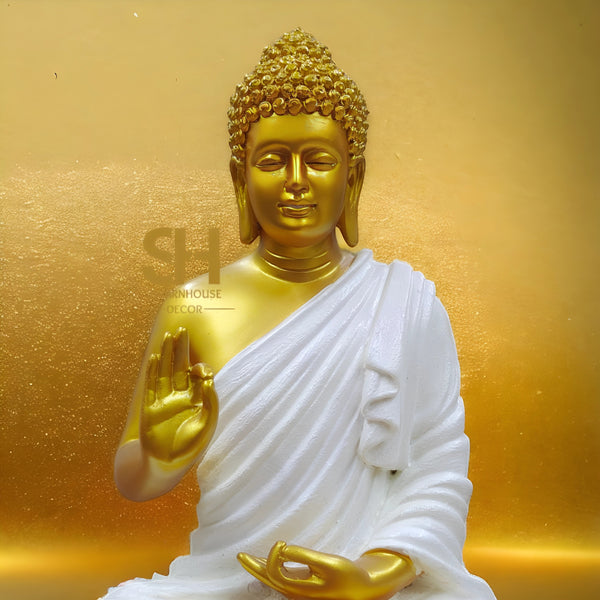 Buddha Sculpture White Golden 2