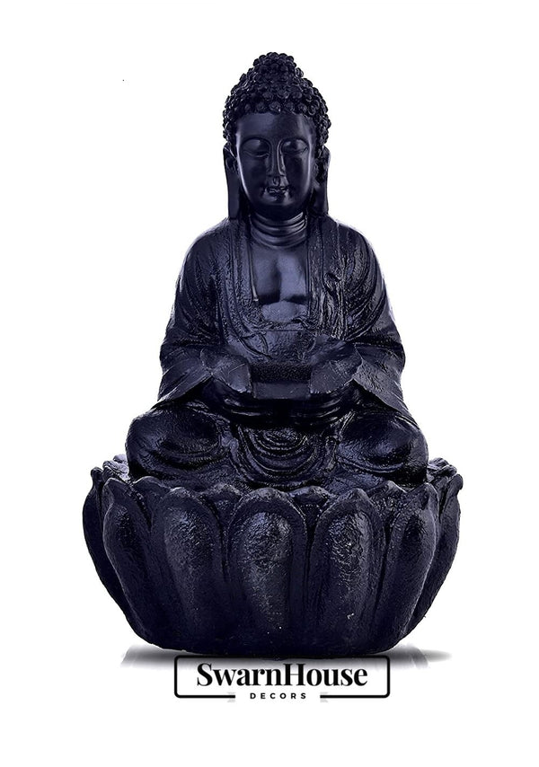 SwarnHouse Decors® Lotus Buddha Water Fountain for Home, Office, Garden Peach Color Large Size – 2 Feet