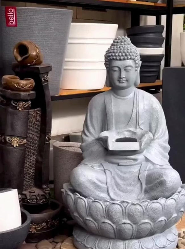 Swarnhouse 4 Feet Large Buddha Fountain, Sitting Pose, Large Big Size Design 3