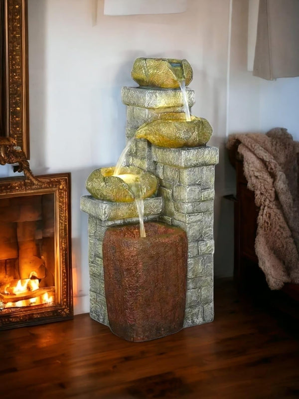 SwarnHouse Decors® Cask Stone Brick Water Fountain XLarge