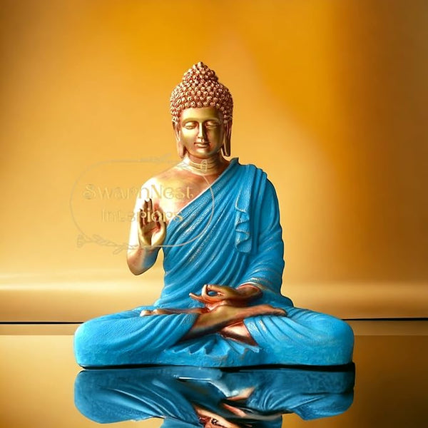 Buddha Sculpture Rose Golden Blue