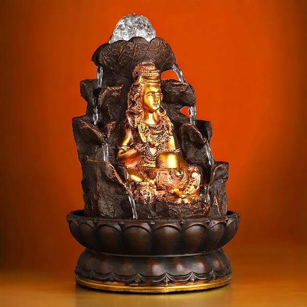 Swarnhouse Polyresin Water Fountain with LED Lights - Indoor/Outdoor Tabletop Decor for Home and Gifts