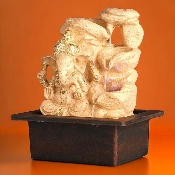 Swarnhouse Polyresin Water Fountain with LED Lights - Indoor/Outdoor Tabletop Decor for Home and Gifts