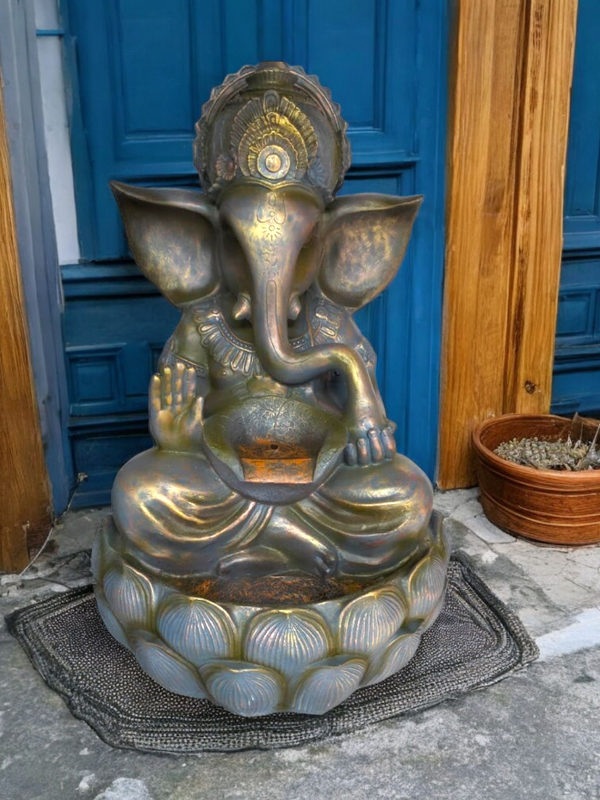 Swarnhouse Lord Ganesha Decorative Water Fountain, 3 Feet Tall, Lotus Base, Indoor Outdoor Garden Decor (Article 3)