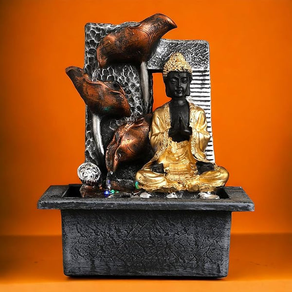 Swarnhouse Polyresin Water Fountain with LED Lights - Indoor/Outdoor Tabletop Decor for Home and Gifts