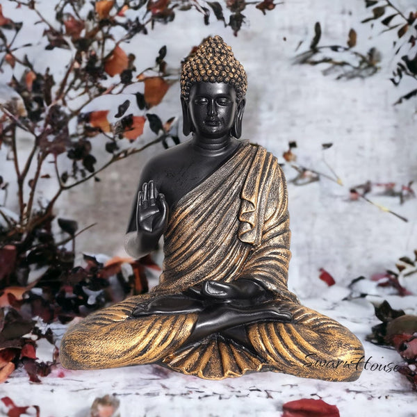 SWARNHOUSE DECORS®ANTIQUE GOLDEN BIG SIZE MEDITATING BUDDHA IDOL