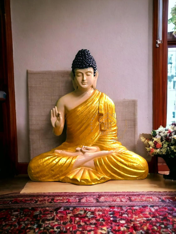 SwarnHouse Blessing Ashirwad Buddha Statue Samadhi Idol Figurine 3 feet Fiber