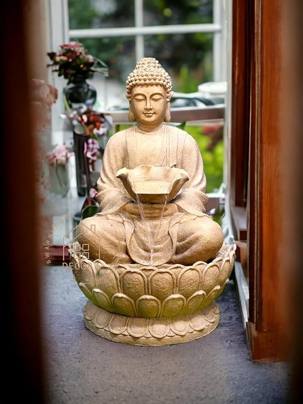 Swarnhouse 4 Feet Large Buddha Fountain, Sitting Pose, Large Big Size Design 1