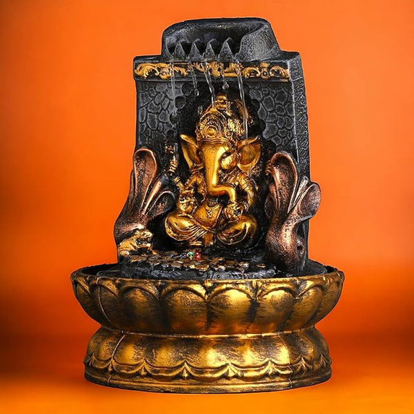 Swarnhouse Polyresin Water Fountain with LED Lights - Indoor/Outdoor Tabletop Decor for Home and Gifts