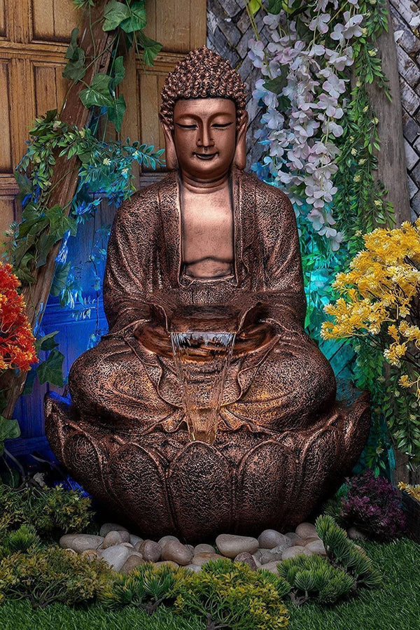 Swarnhouse Buddha Fiber Water Fountain Large for Home, Office & Garden Decor ( 3FT)