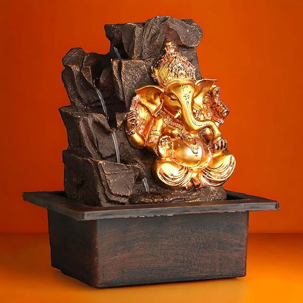 Swarnhouse Polyresin Water Fountain with LED Lights - Indoor/Outdoor Tabletop Decor for Home and Gifts