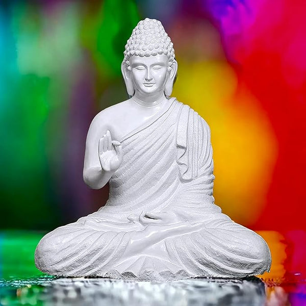 Buddha Sculpture 3 Feet High Glossy  Full white