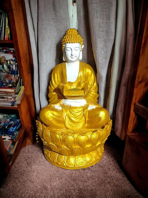 Swarnhouse 4 Feet Large Buddha Fountain, Sitting Pose, Large Big Size Design 4