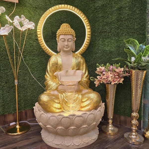 Swarnhouse 4 Feet Large Buddha Fountain, Sitting Pose, Large Big Size Design 5