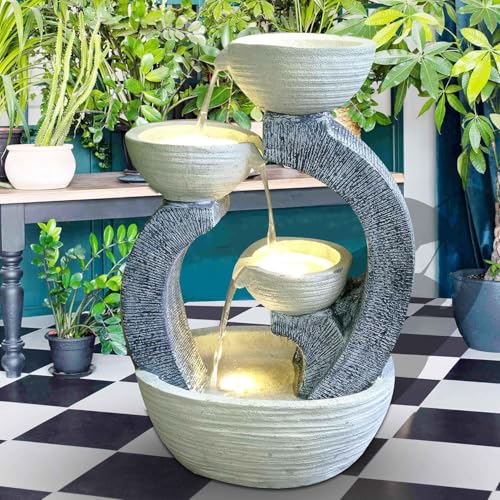 Swarnhouse Cascading 3-Tier Diya Water Fountain, Big Fountain for Indoor Outdoor Garden Living Room (Article 2)