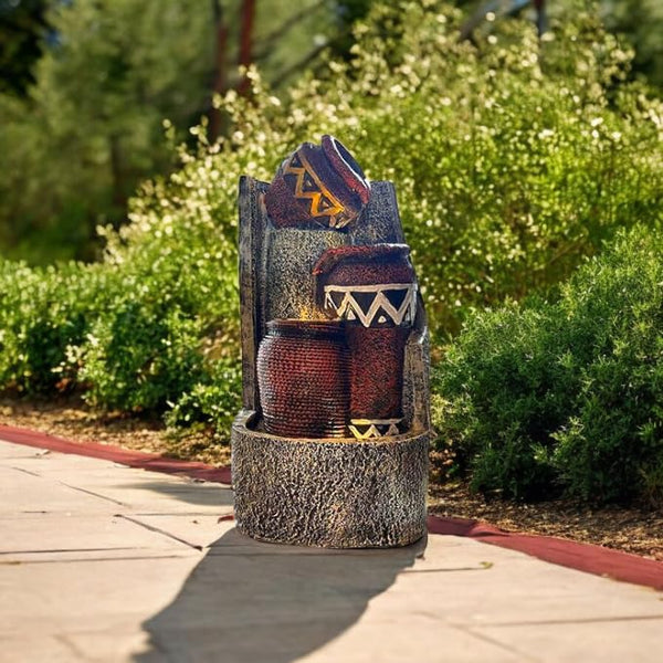 Swarnhouse Decorative Bowl Water Fountain with LED Light, 2 Feet, Indoor Tabletop Waterfall for Home Office Garden