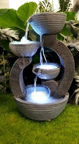Swarnhouse Cascading 3-Tier Diya Water Fountain, Big Fountain for Indoor Outdoor Garden Living Room (Article 1)