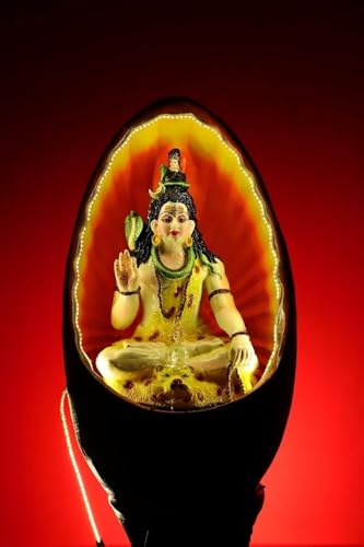Swarnhouse Oval ShivJI Water Fountain with LED Light, 3 Feet Tall, Indoor Decorative Zen Garden (ShivJI)