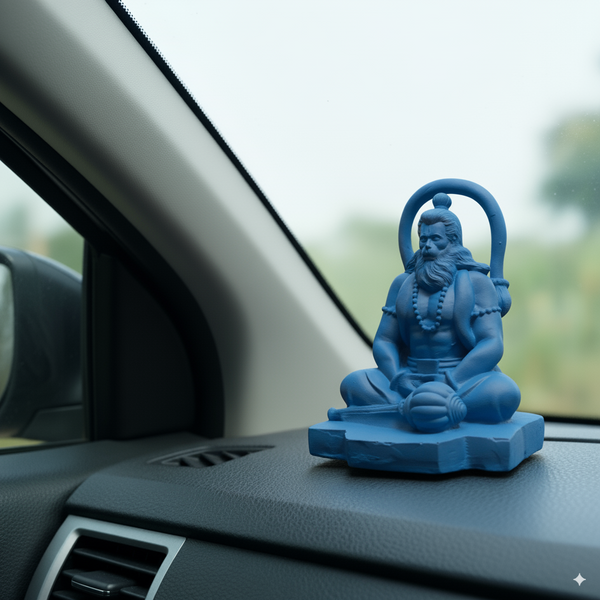 Swarnhouse Lord Hanuman Idol for Car Dashboard, Home, Office Desk – Hanuman Murti for for Pooja, Temple Showpiece, Decoration, Festivals and Gifting 3.5 Inch Size Blue