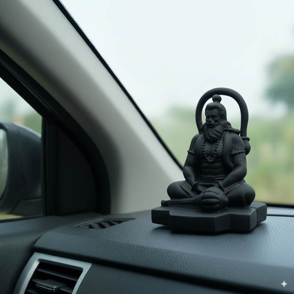 Swarnhouse Lord Hanuman Idol for Car Dashboard, Home, Office Desk – Hanuman Murti for for Pooja, Temple Showpiece, Decoration, Festivals and Gifting 3.5 Inch Size - Black