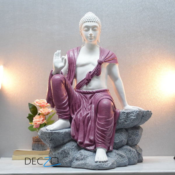 Buddha Sculpture 2.5 Feet High Glossy Purpule