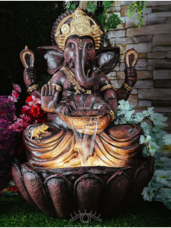SwarnHouse Decors Ganesha Lotus Buddha Water Fountain 3 Feet