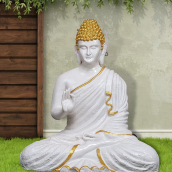 Swarn House Beautiful Sitting Buddha Idol Statue for Home & Garden – Big Size 3 Feet