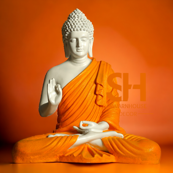 Buddha Sculpture White Oranage