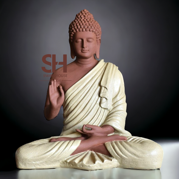 Buddha Sculpture Cream Mud