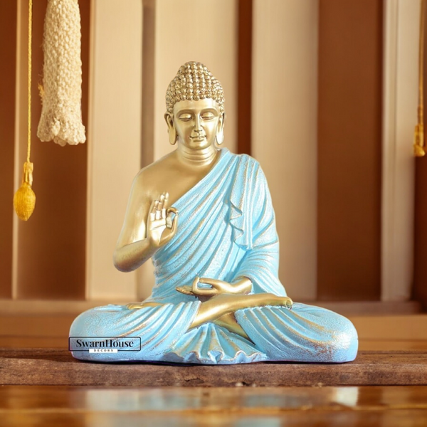 Buddha Sculpture 2 Feet High Glossy Sea Golden