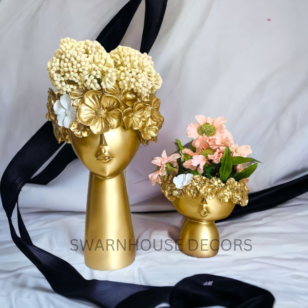 SwarnHouse Decors® Modern Face Planter for Garden Decor, Room Decor, Home Decor, Garden Planters, Planter for Balcony, Gifts, Balcony Decor, Pot, Vase (Set of 2)