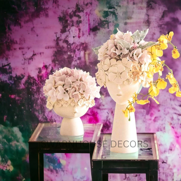 SwarnHouse Decors® Modern Face Planter for Garden Decor, Room Decor, Home Decor, Garden Planters, Planter for Balcony, Gifts, Balcony Decor, Pot, Vase (Set of 2)