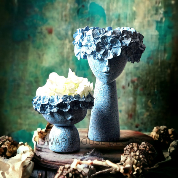 SwarnHouse Decors® Modern Face Planter for Garden Decor, Room Decor, Home Decor, Garden Planters, Planter for Balcony, Gifts, Balcony Decor, Pot, Vase (Set of 2)