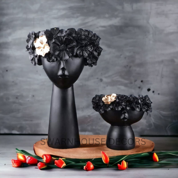 SwarnHouse Decors® Modern Face Planter for Garden Decor, Room Decor, Home Decor, Garden Planters, Planter for Balcony, Gifts, Balcony Decor, Pot, Vase (Set of 2)