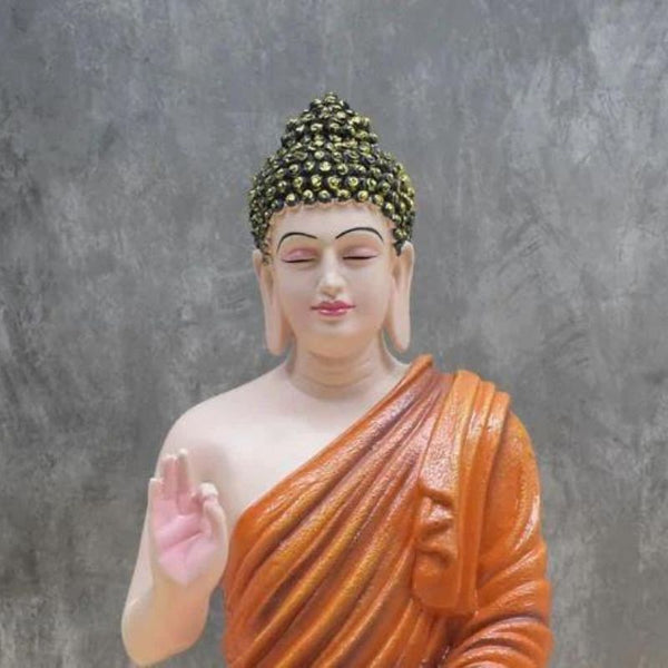 SWARNHOUSE DECORS® ARTISTIC BLESSING BUDDHA STATUE ( BEIGE-ORANGE )
