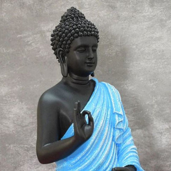 SWARNHOUSE DECORS® BIG SIZE MEDITATING BUDDHA IDOL ( SKY BLUE )