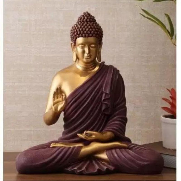 SWARNHOUSE DECORS® GOLDEN TOUCH BLESSING BUDDHA STATUE ( Set Of 1 )