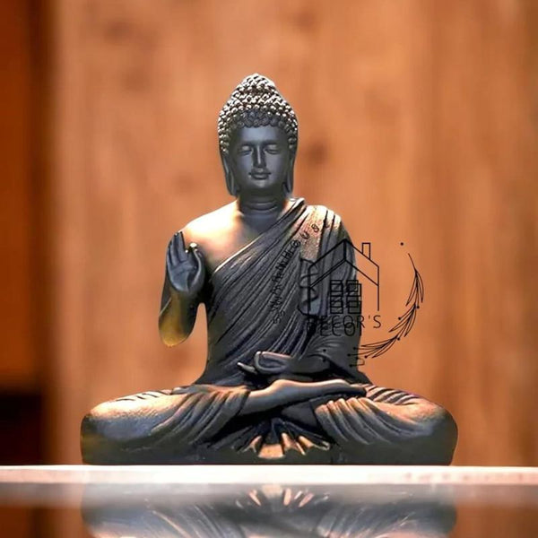 SWARNHOUSE DECORS® THE HEALING SPIRIT BLESSING BUDDHA STATUE ( 1.25 FEET, MATT BLACK )