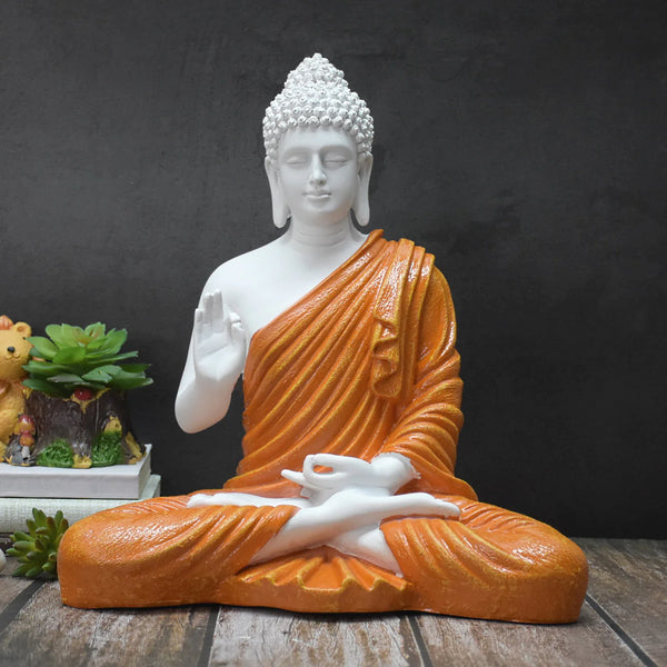 SWARNHOUSE DECORS® THE HEALING SPIRIT BLESSING BUDDHA STATUE ( 1.25 FEET,ORANGE )