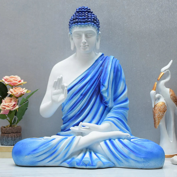 SWARNHOUSE DECORS®2 FEET SERENE BLESSING BUDDHA ( NEW BLUE )