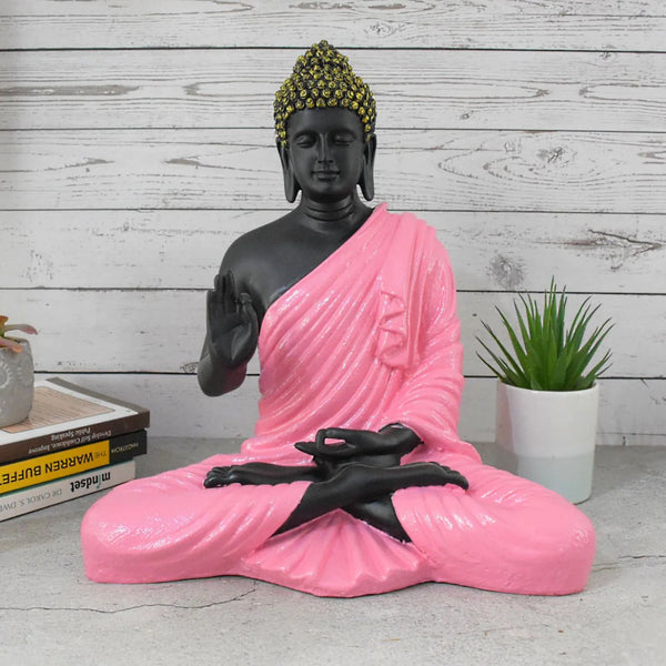 SWARNHOUSE DECORS® SILKY PINK BLESSING BUDDHA STATUE