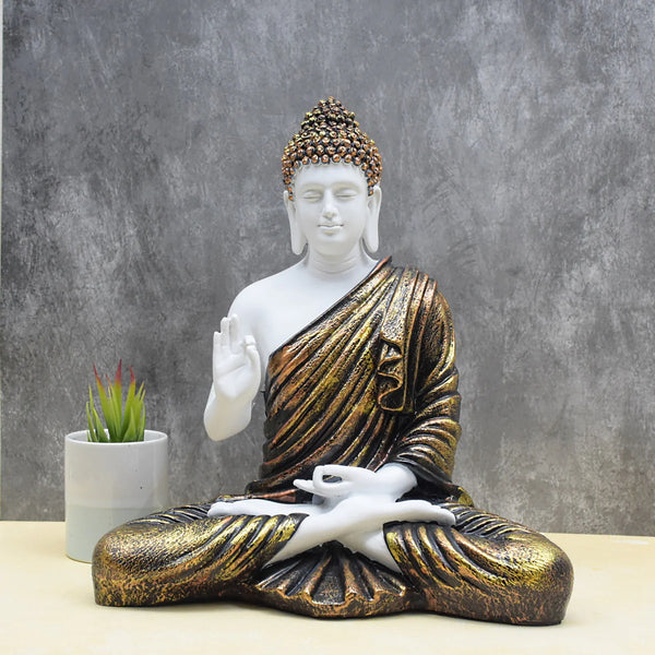 SWARNHOUSE DECORS® LARGE BLESSING BUDDHA STATUE ( SILKY GOLDEN )