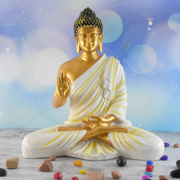 SWARNHOUSE DECORS® BIG SIZE MEDITATING BUDDHA IDOL ( GOLDEN )