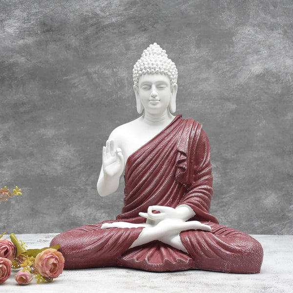 SWARNHOUSE DECORS® BIG SIZE MEDITATING BUDDHA IDOL ( MAROON )