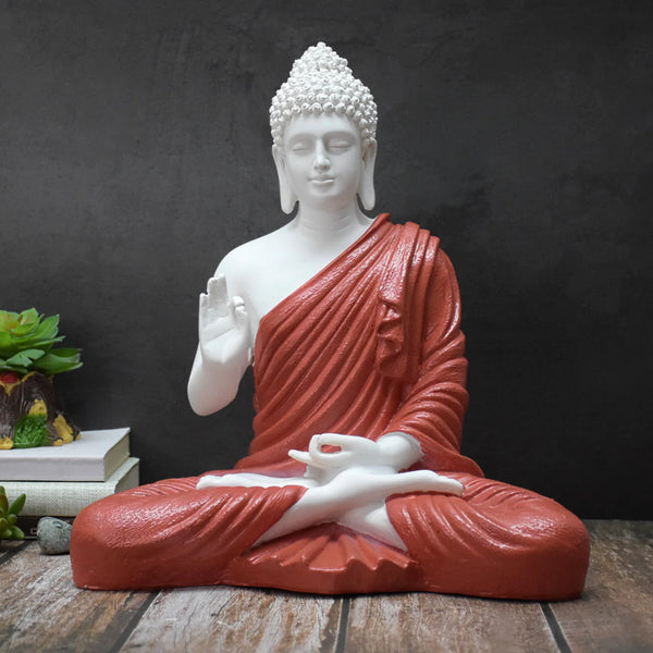 SWARNHOUSE DECORS® THE HEALING SPIRIT BLESSING BUDDHA STATUE ( 1.25 FEET,RED )