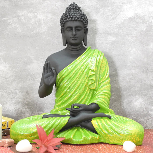 SWARNHOUSE DECORS® BIG SIZE MEDITATING BUDDHA IDOL ( GREEN )