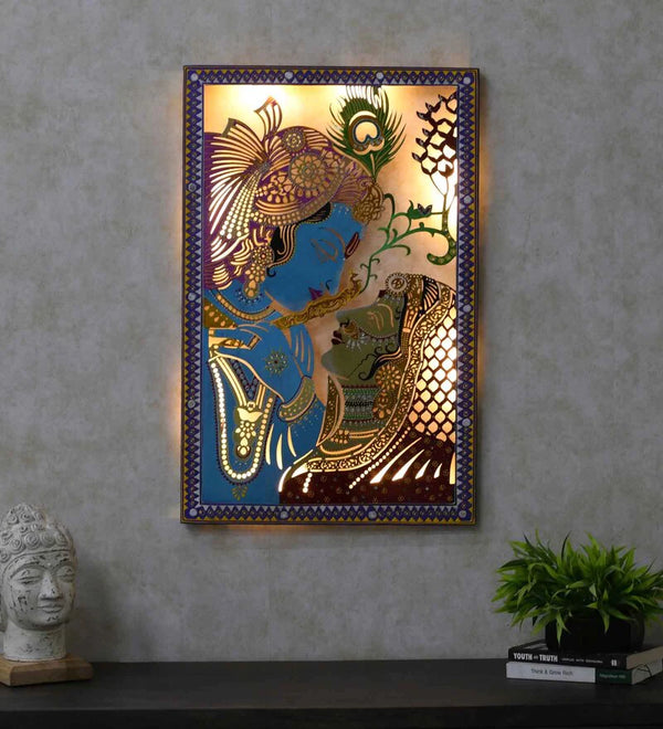 Lord Radha Krishna With Light Wall Art
