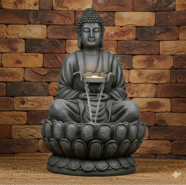 4 feet grey Big lotus kamal buddha fountain